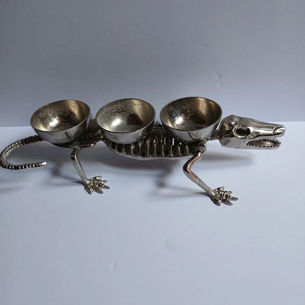 Pottery Barn ALLIGATOR Condiment Set Halloween Server Decor